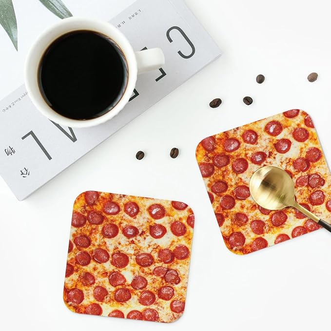 Marble Coasters Square Leather Drinks Coaster Set - Image 4