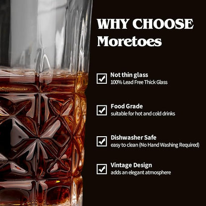 Moretoes Drinking Glasses, 12 Piece Crystal Glass Cups | Mixed Glassware Set - Image 5