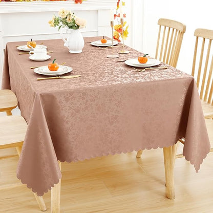 Smiry Rectangle Table Cloth, Waterproof Heavy Duty Vinyl Tablecloths, Wipeable Washable Table Cover for Kitchen and Dining Room (Tan, 60" X 84")