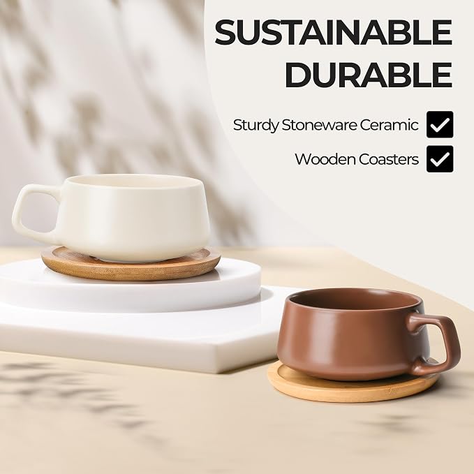 MIAMIO - Cappuccino Cup Set of 4, Ceramic - Luxe | Ceramic cappuccino cups and - Image 5