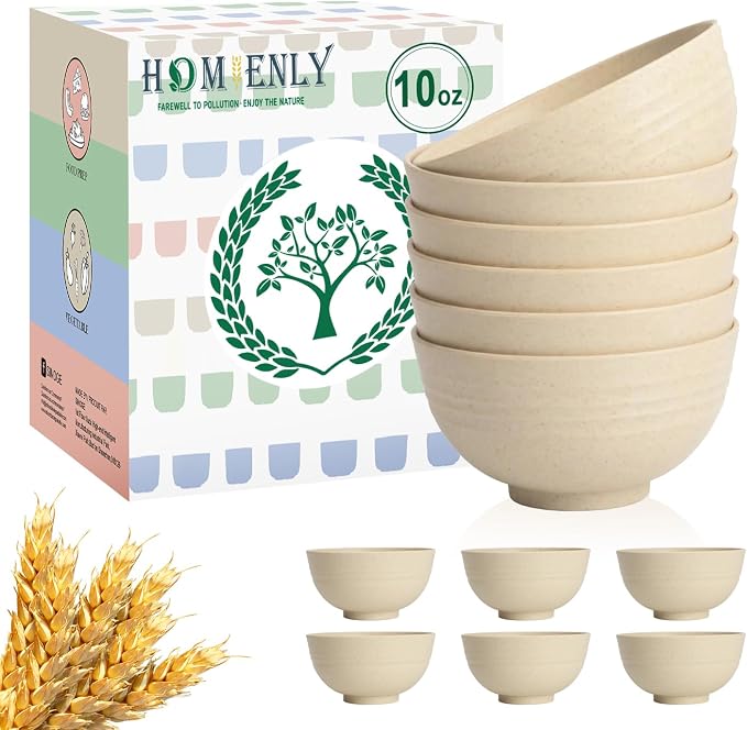 Dessert Bowls Stackable Wheat Straw Bowls 10 OZ Lightweight Bowls by HOMIENLY