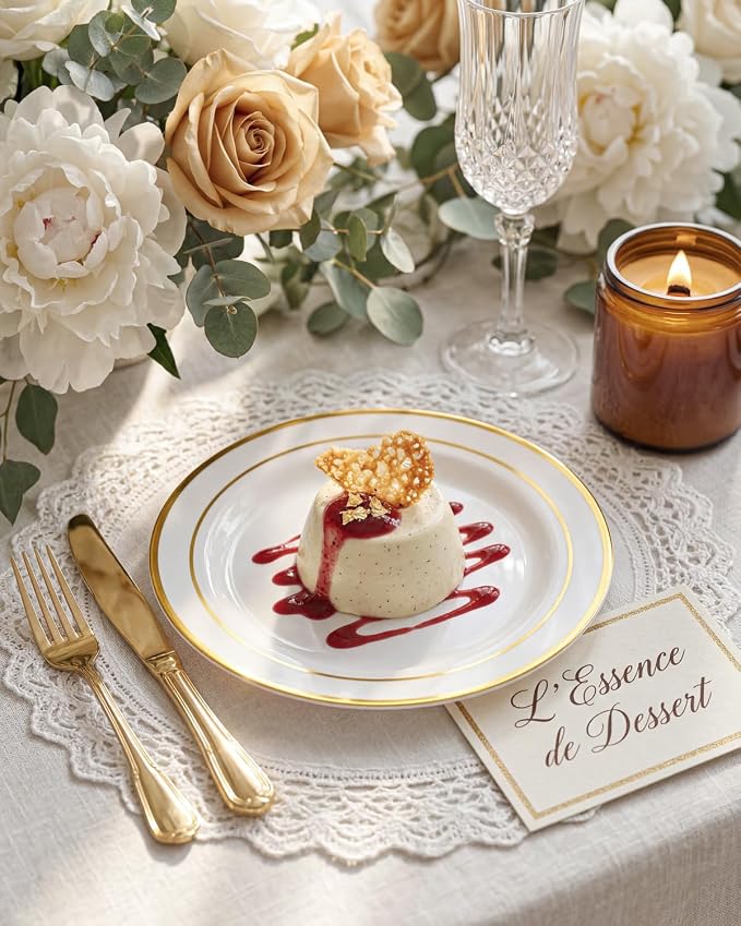 bUCLA 100Pieces Gold Plastic Plates - Image 3