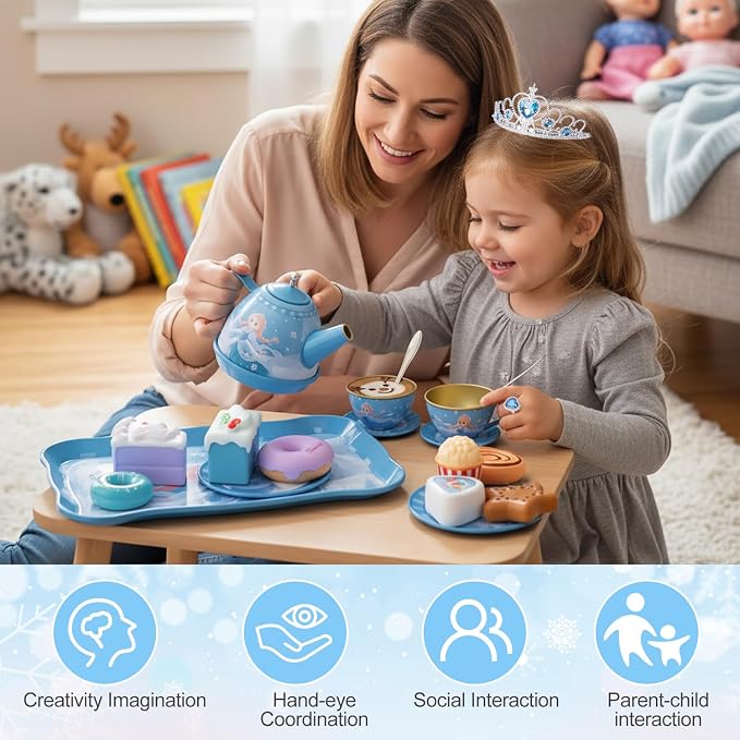 iAOVUEBY Tea Party Set for Little Girls, Kids Pretend Play Kitchen Toys - Image 5