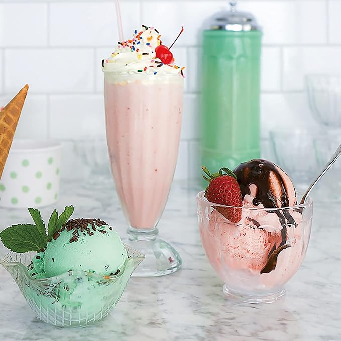 Cedilis Set of 6 Milkshake Glass, 12oz Old Fashion Sundae Cups, Retro Ice Cream - Image 6