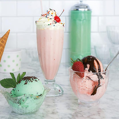 Cedilis Set of 6 Milkshake Glass, 12oz Old Fashion Sundae Cups, Retro Ice Cream - Image 6