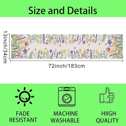 Spring Floral Table Runner Decorations, Tulip and Lavender Farmhouse Table Scarf - Image 8