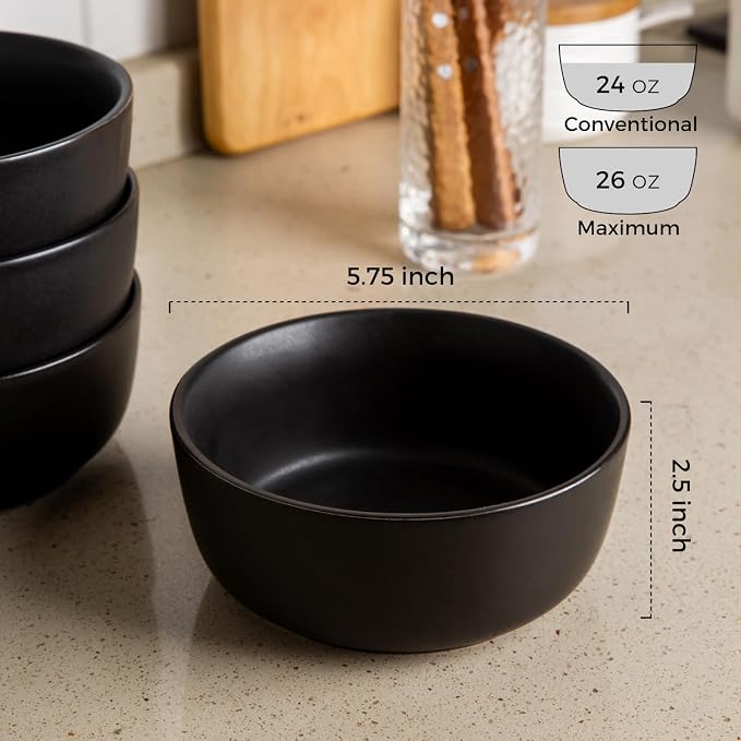 AmorArc Stoneware Cereal Bowls Set of 6, 26oz Soup Ceramic Bowls Set | Modern - Image 5