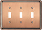 Henne Bery Rope Edge Decorative Wall Plate Switch Plate Outlet Cover (Triple Toggle, Antique Copper)