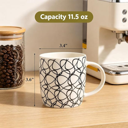 Okllen 6 Pack 11.5 Oz Coffee Mugs Geometric Textured, Ceramic Coffee Mugs - Image 2