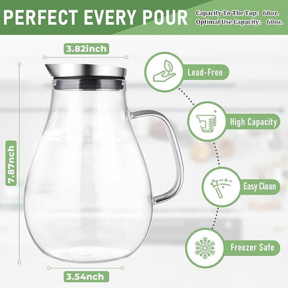 SUSTEAS 2 Liter 68oz Glass Pitcher - Image 2