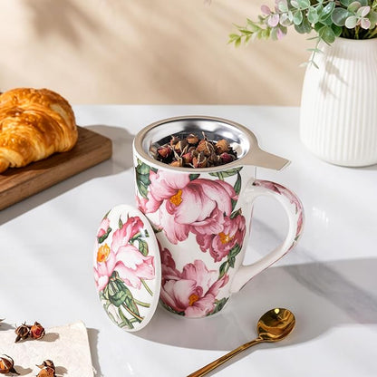 AmorArc Tea Cup With Infuser and Lid, 18oz Loose Leaf Tea Mug With Steeper | - Image 2
