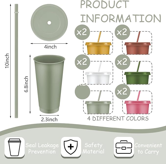 Skylety 12 Pcs Modern Boho Plastic Cups - Image 2
