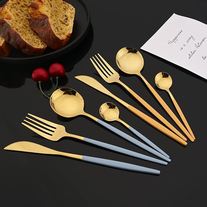 JASHII Flatware Set 24 Piece, Stainless Steel Silverware Set, Macaron Small - Image 5