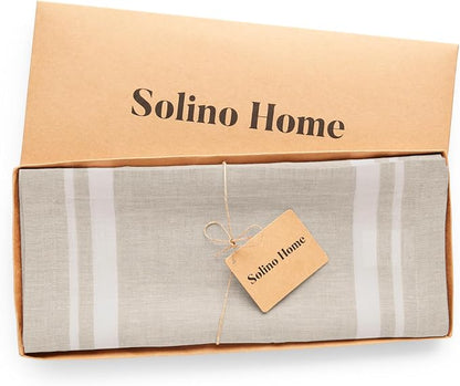 Solino Home 100% Pure Linen Table Runner, 14 x 60 in, French Stripe | Table - Image 6