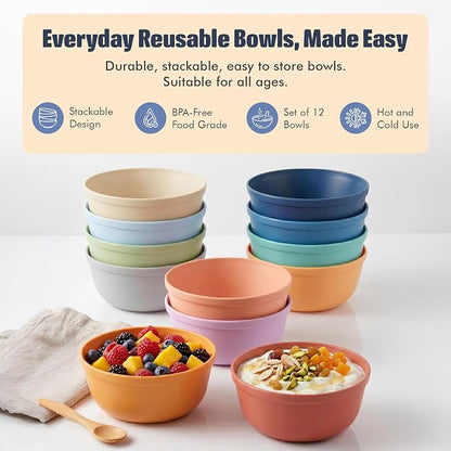 MASTERCOOK Plastic Bowls Set of 12 – 15oz Multipurpose Deep Plates Salad and - Image 3