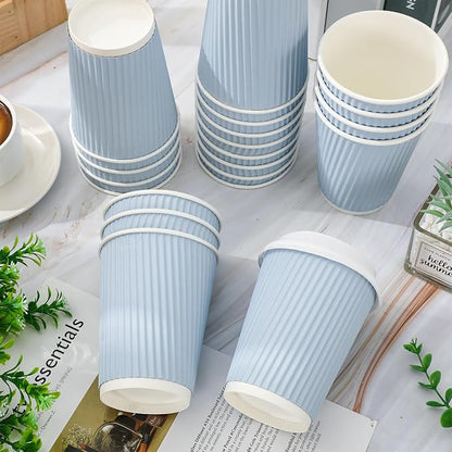 Whaline 100 Pcs Light Blue Disposable Coffee Cups - Image 3