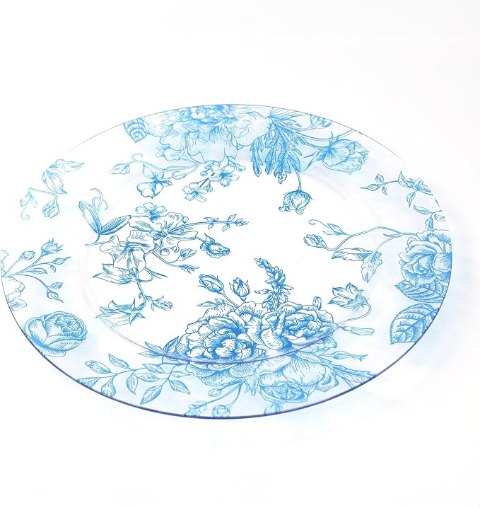 Efavormart 6 Pack Floral Acrylic Charger Plates in French Toile Pattern - Image 8