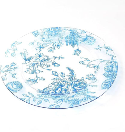 Efavormart 6 Pack Floral Acrylic Charger Plates in French Toile Pattern - Image 8