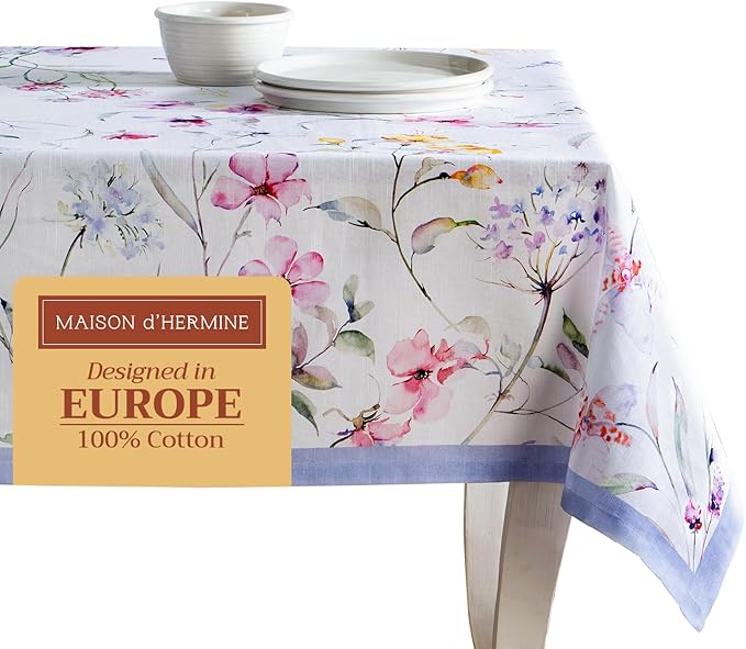 Maison d' Hermine Table Cloth Rectangle Table 100% Cotton 70 x 90 Inches Tablecloth Reusable Decorative for Dining Room Farmhouse Home Valentines Day Decorations Spring Summer - Summer Floral