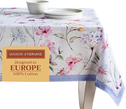 Maison d' Hermine Table Cloth Rectangle Table 100% Cotton 70 x 120 Inches Tablecloth Reusable Decorative for Dining Room Farmhouse Home Valentines Day Decorations Spring Summer - Summer Floral