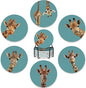 6 Pcs Coasters for Drinks with Holder,Funny Giraffe Absorbent Coaster with Cork Backing,Great Gift for Housewarming,Room Decor,Bar,Holiday Party