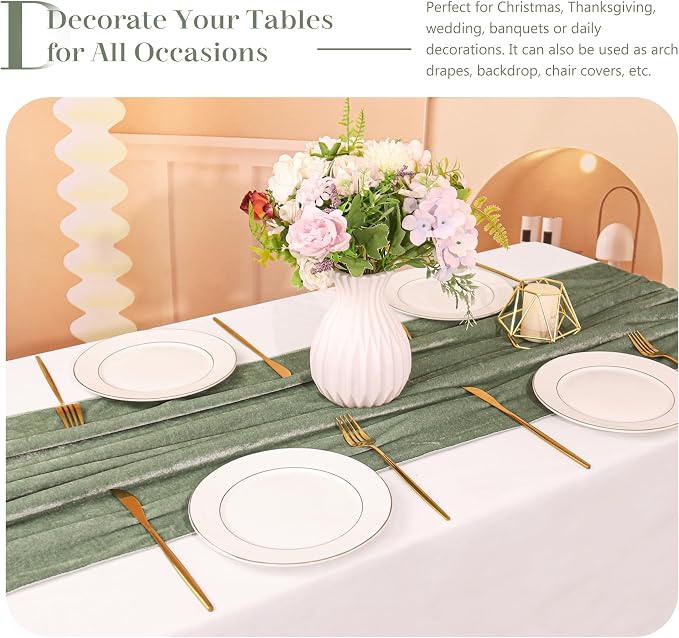 Velvet Table Runner 20 x 120 Inches 10ft Luxurious Thick Soft Velvet Christmas - Image 5