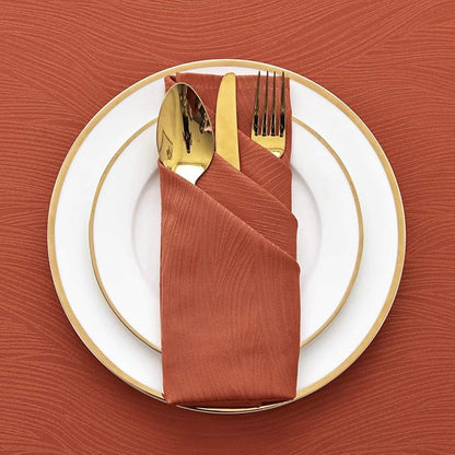 maxmill Jacquard Cloth Napkins 20 x 20 Inch Swirl Pattern Soft Comfortable and Luxury Serviette for Restaurant Family Dinners Weddings Parties and Banquets Set of 4 Pieces Rust
