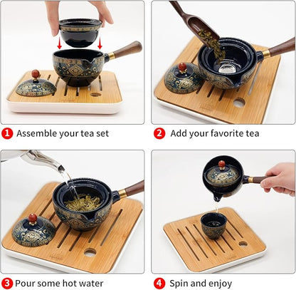 LURRIER Porcelain Chinese Gongfu Tea Set, Portable Teapot Set - Image 3