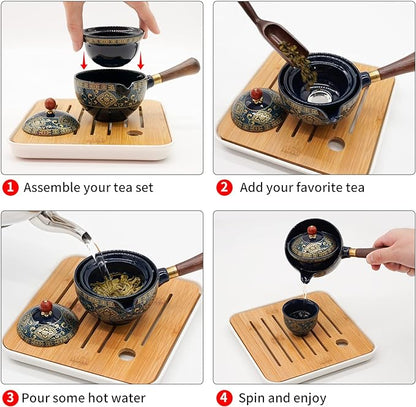 LURRIER Porcelain Chinese Gongfu Tea Set, Portable Teapot Set - Image 4