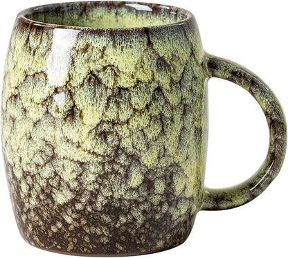 Amber Nebula Ceramic Coffee Mug - 14 oz Unique Reactive Glaze Coffee Cup by XIYUANJI