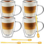 Cappuccino Glass Mugs 12 Ounce Double Walled Espresso Cups by Sorfity