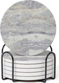 Set of 6 Light Gray Abstract Onyx Marble Coasters by Hoomey