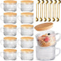 Vintage Coffee Mugs 12pcs Overnight Oats Containers Embossed Glass Tea Cups | by Fashionstorm