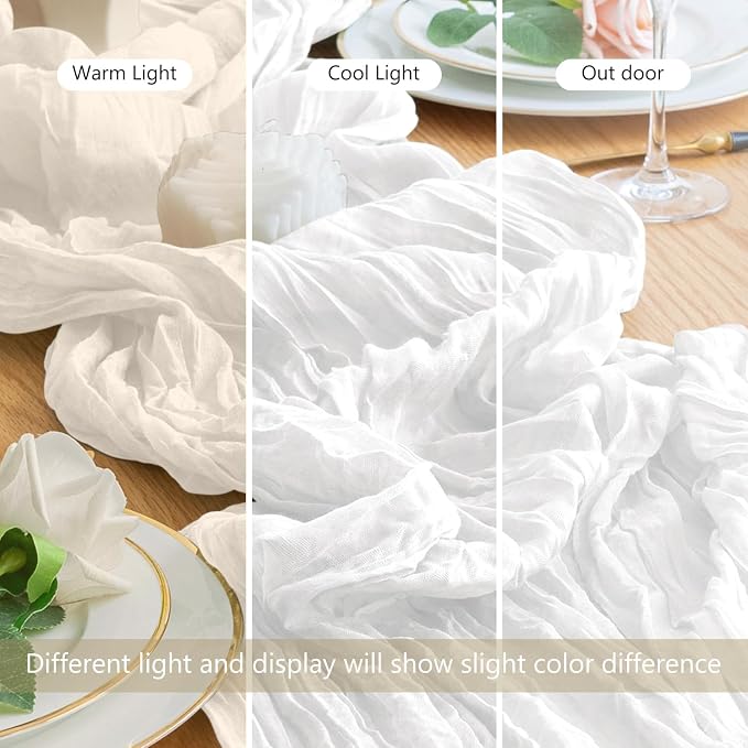 Cheesecloth Table Runner Ivory 10FT Boho Gauze Runner - Image 8