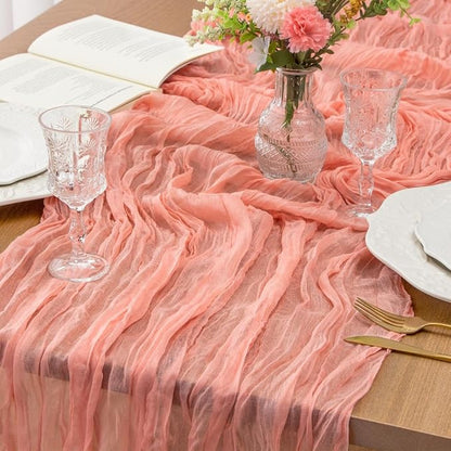Pink Cheesecloth Table Runner Girl Baby Shower Bridal Decorations | 35x120 - Image 4