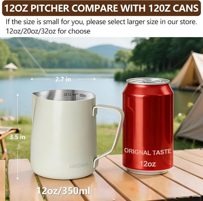 HOOMIL Milk Frothing Pitcher, 12oz/20oz/32oz 304 Stainless Steel | Steaming - Image 3