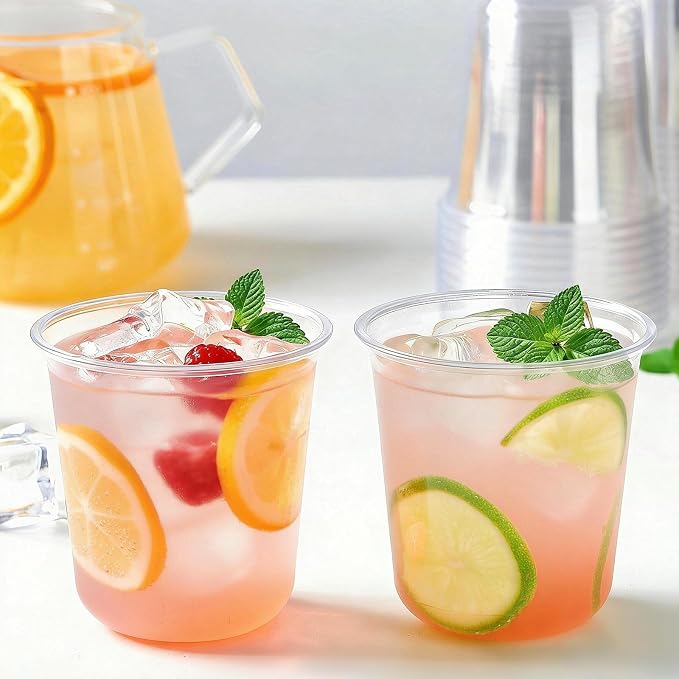 50 x Round Bottom Clear Plastic Cups 12 oz | Disposable Cocktail Cups, Stemless - Image 5