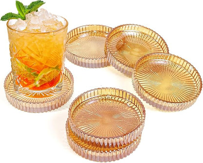 6 Pcs Modern Clear Coasters, Crystal Coaster, Glass Coasters | Amber Coasters by zhcoy