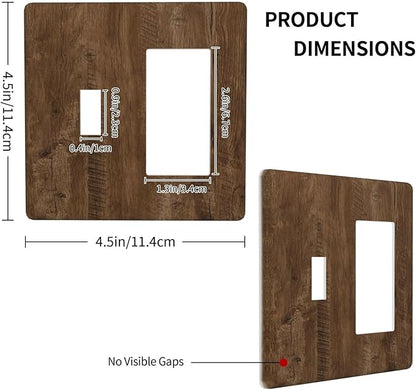 Light Switch Cover Brown Rustic Wood Grain Farmhouse 2 Gang Toggle Rocker Combo Socket Cover Wall Plates Decorative Switch Plates and Outlet Covers for Cabin Bedroom Decor