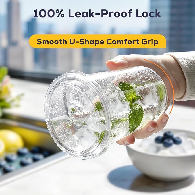 Fit Meal Prep 100 Pack 16 oz Round Bottom Clear Plastic Cups - Image 3