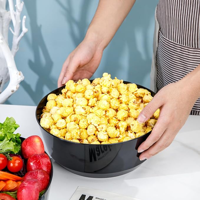 8 Pack Black Serving Bowls for Wedding | 128oz Heavy Duty Disposable Plastic - Image 7