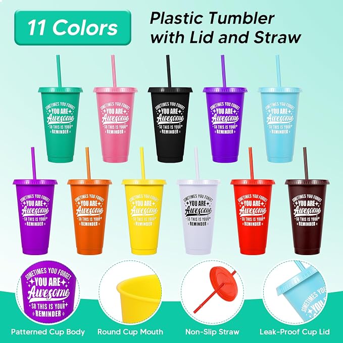 24 Pack Plastic Tumblers with Lids and Straws, Sometime You Forget You Are - Image 4