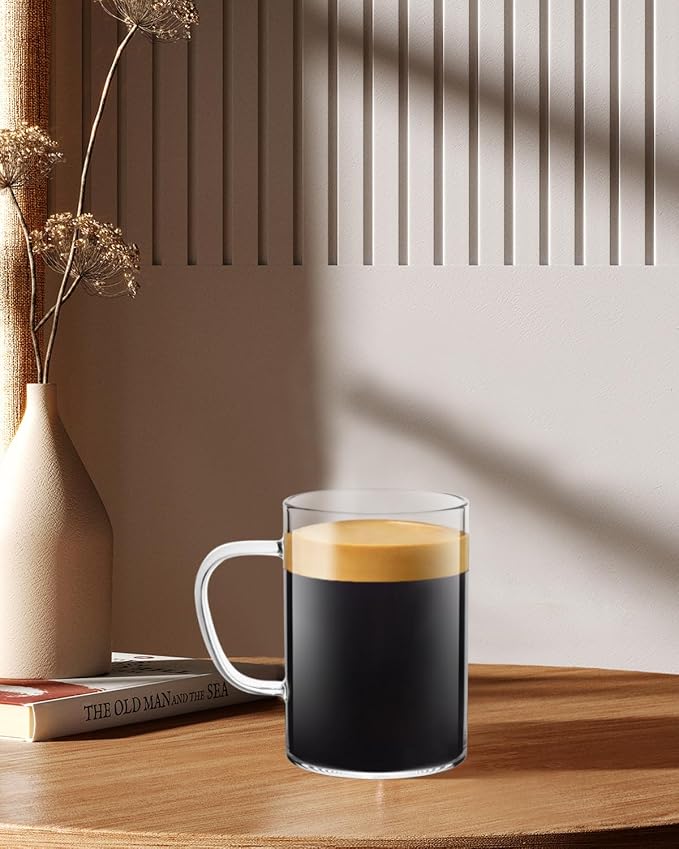LUXU Glass Coffee Mugs, 16 oz Ice coffee cups, Large Beer Mugs Set of 4 | - Image 6