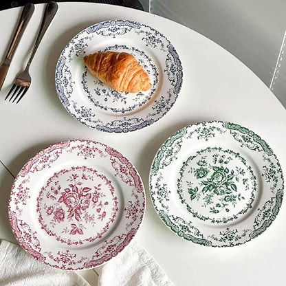 Ceramic Plates, Ceramic Dinner Plates, 7.9 Inch Rose Flower Decorative Plates - Image 3
