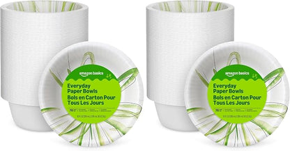 Amazon Basics Everyday Disposable Paper Bowls, 10 oz, Microwave Safe, Soak Proof by AmazonBasics