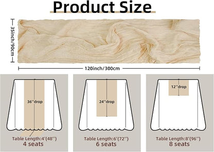 Beige Cheesecloth Table Runner Gauze Rustic Boho Party Decoration | 35x120 - Image 2