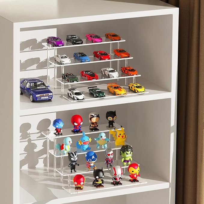 4 Tier Acrylic Display Risers, Clear Perfume Organizer Stand, Large Cupcake Stand Holder, Dessert Display for Party, Display Shelf for Figure and Collection, Riser Stand for Decoration and Organizer