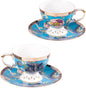 KAMMAK Tea Cups and Saucers Set of 2, Fine Bone China Coffee Cups, GHO03 | by KAMMAK