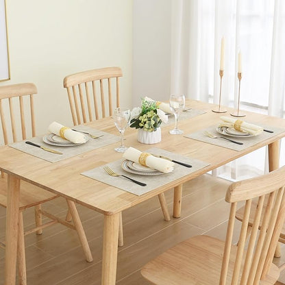 Homaxy Faux Leather Heat Resistant Placemats for Dining Table Set of 8, Waterproof Wipeable Washable PU Table Mats, Easy to Clean Anti-Slip Place Mats, 11.8" x 17", Beige