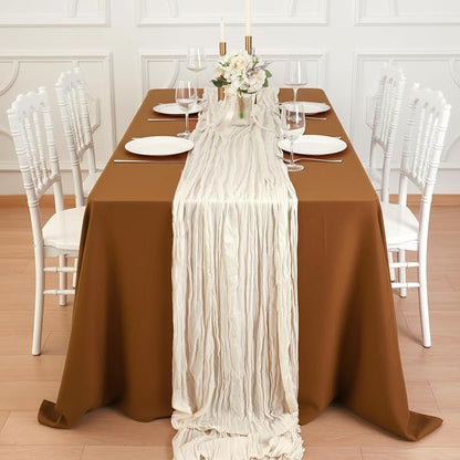 12 Pack Ivory White Cheesecloth Table Runner 120 Inch Boho Wedding Decor | - Image 4